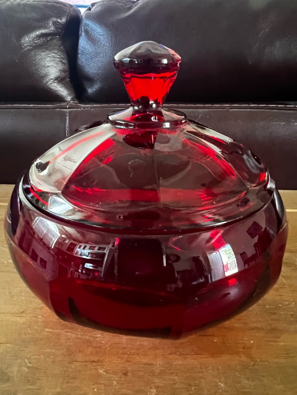 Viking Glass Ruby Red lidded candy dish in pristine condition. Very beautiful!